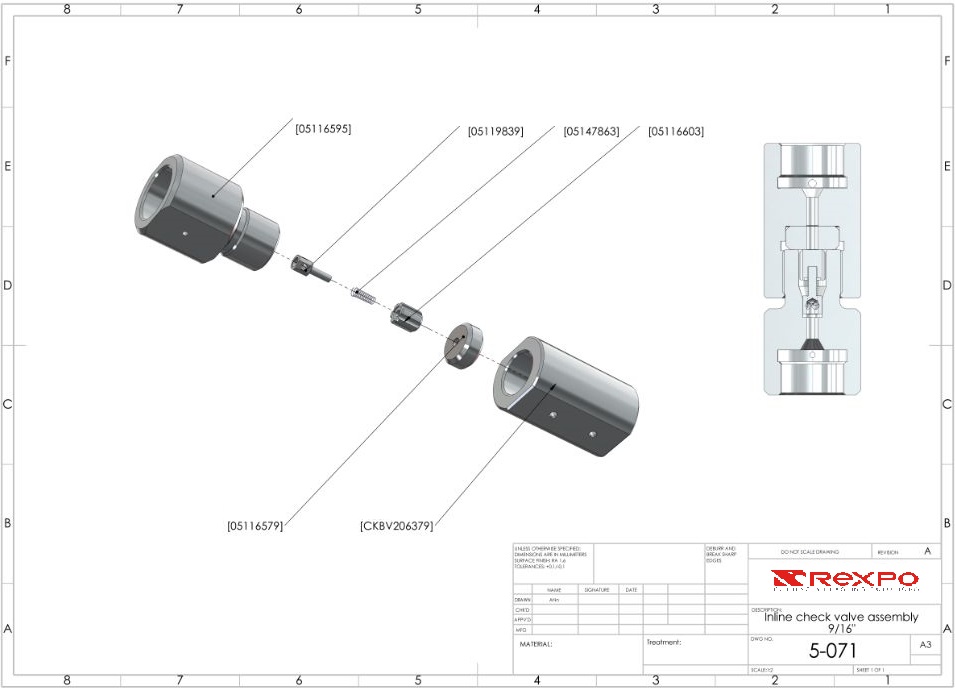 Inline Check Valve Assembly, 9/16"