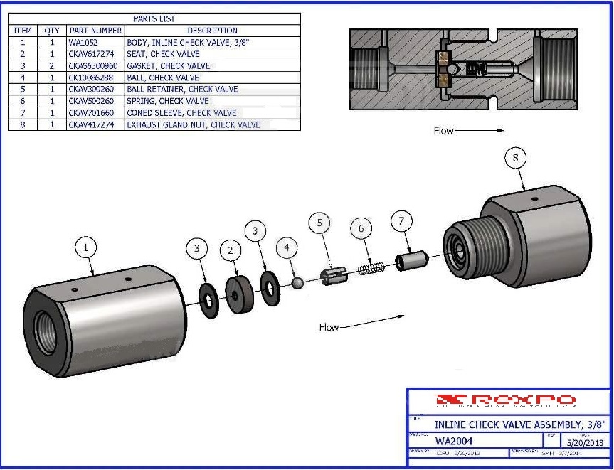 Inline Check Valve Assembly, 3/8"
