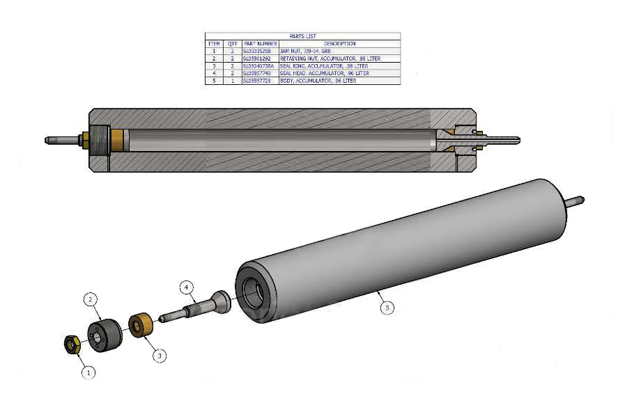 Accumulator Assembly, 9/16", .96 Liters  