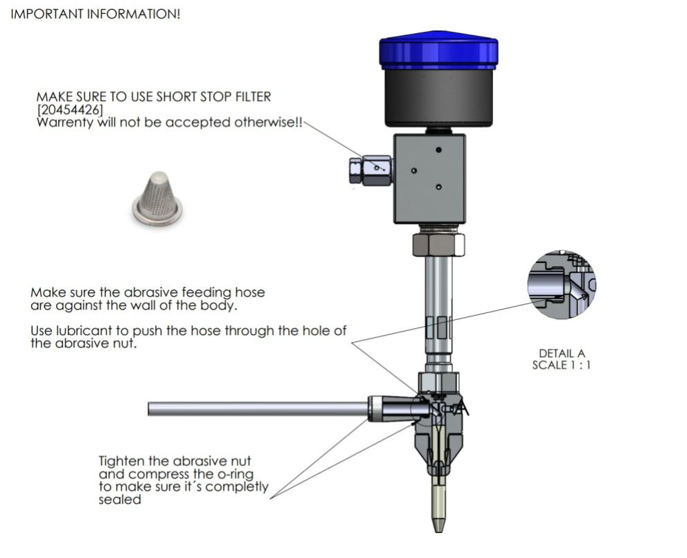 Abrasive Nozzle Assy,.012"/.28 Mm W/Ssf 