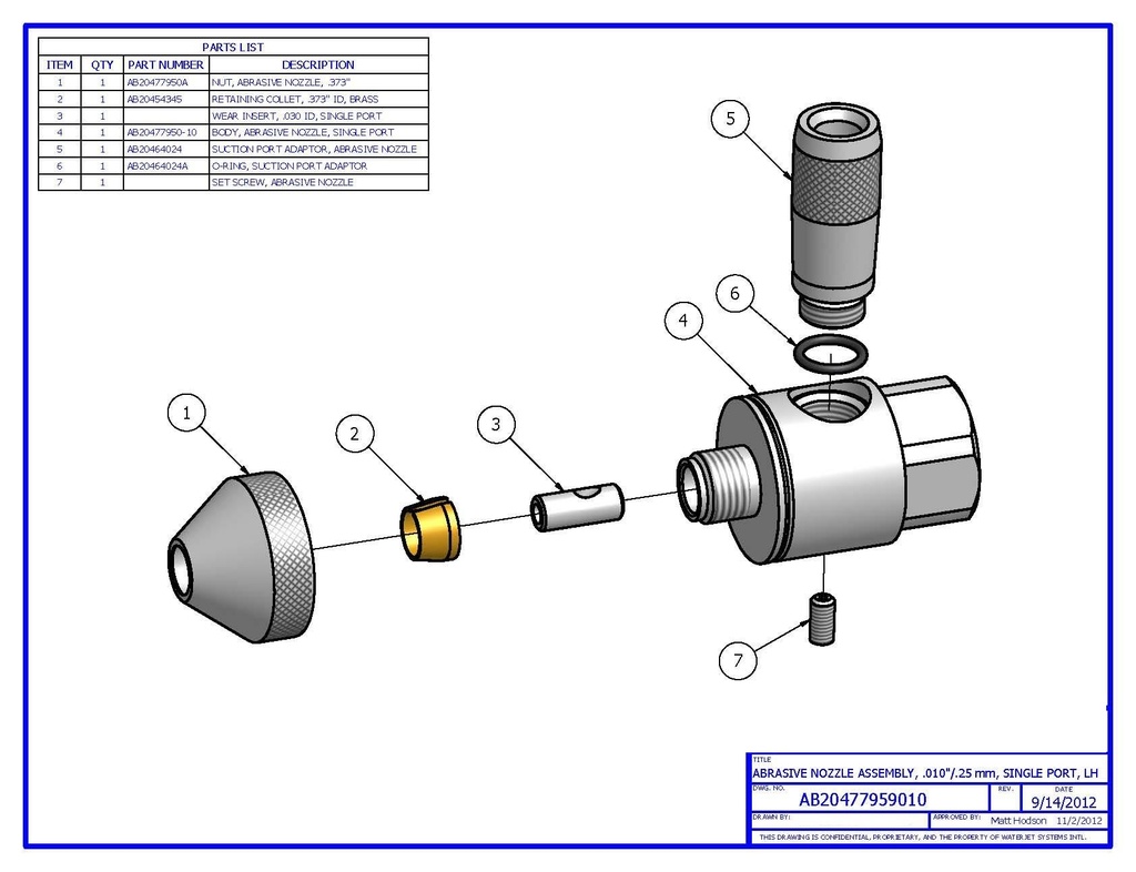 Abrasive Nozzle Assembly,.010"/0.25Mm  