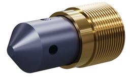 [B1904559] T045 Tungsten Carbide 60°/ 120° Angle Nozzle SERIES 1-1/4" Brass Thread, Quad Outlet 5/16"